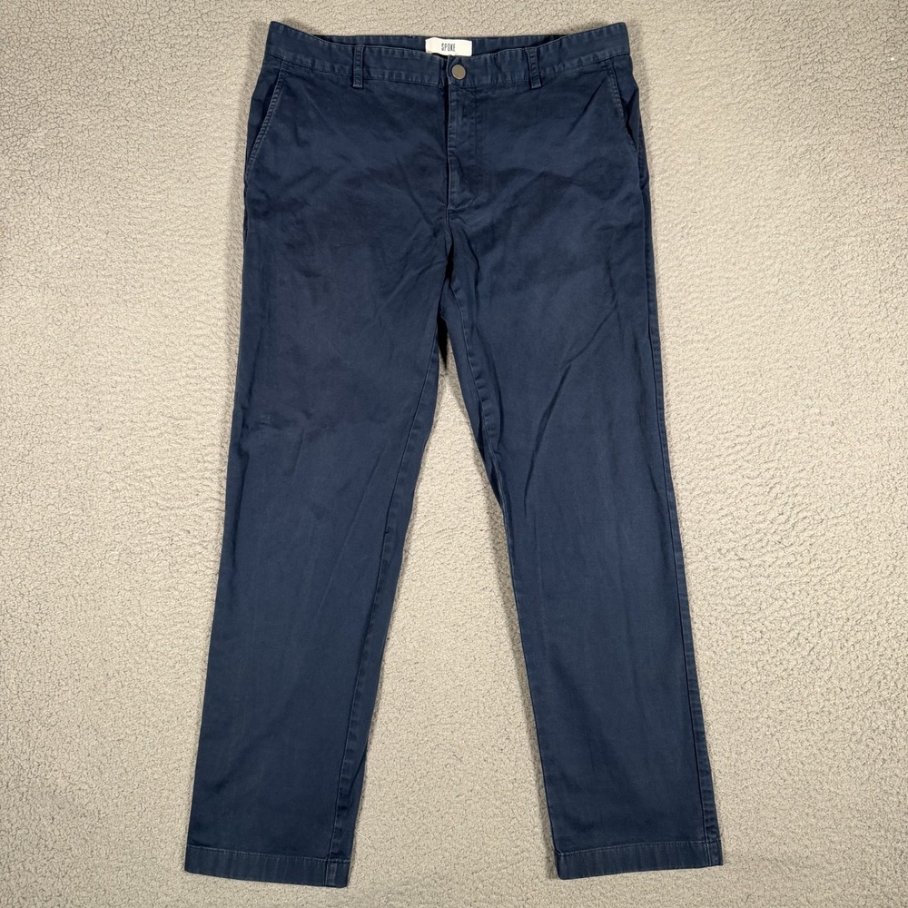 Spoke Pants Mens 33x28 Blue Build A Chino Slim Fit Casual Preppy Cotton Blend